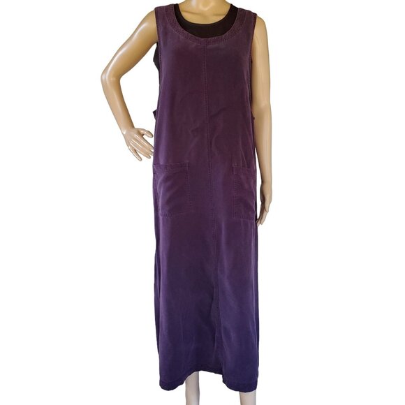Talbots Y2K Women's XL Purple Jumper Dress Maxi Side Button Pocket Roomy Casual - Picture 2 of 12